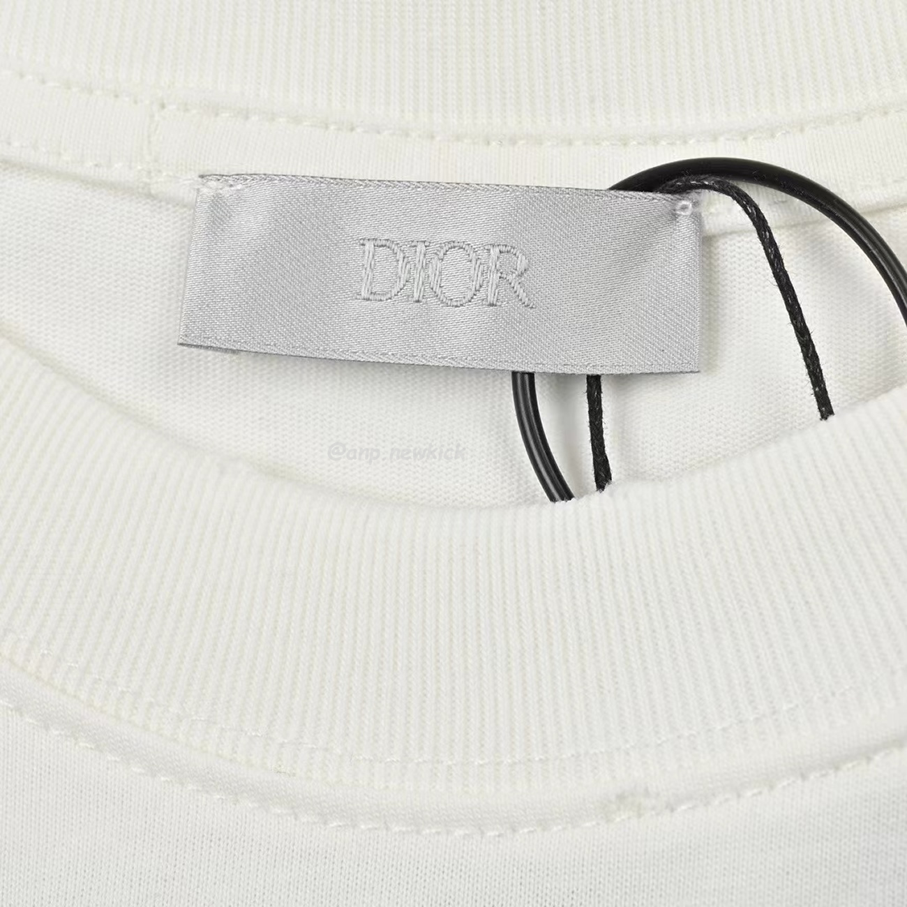 Dior Wide Body Bamboo Pure Cotton Plain Weave Fabric T Shirt White Navy (7) - www.newkick.org